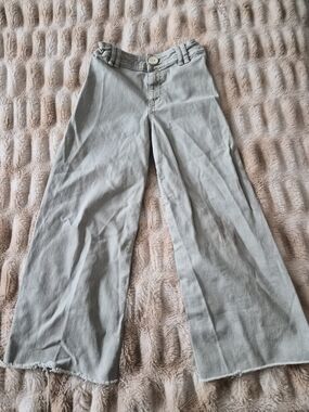 Zara Kids Marine Style Hi waisted Wide-Leg Jeans in Green